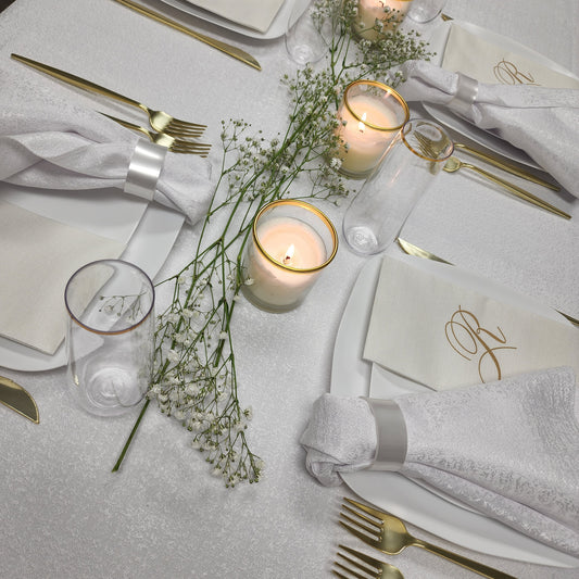White Shimmer Napkins- Set of 6