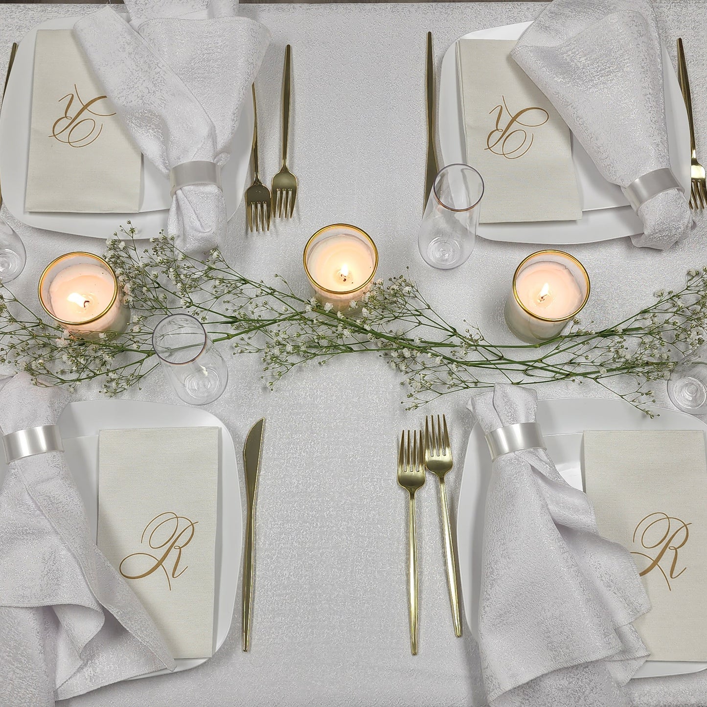 White Shimmer Napkins- Set of 6
