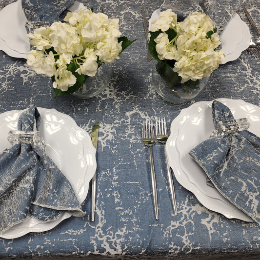 Double Sided Blue Branch Tablecloth
